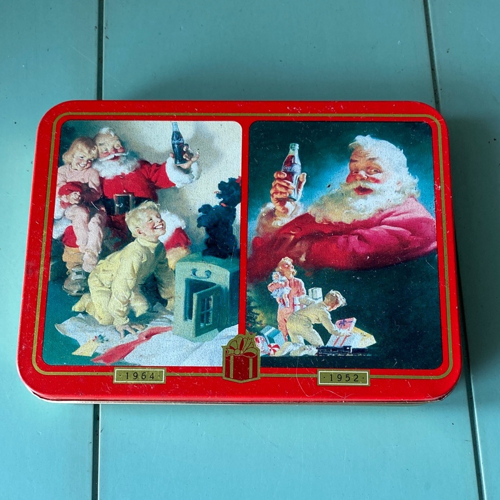 Vintage Nostalgia Coca-Cola Santa Claus Decks of Cards in a Tin Dated 1996